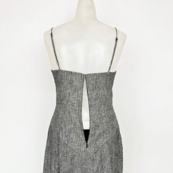 Black Halo Gray knee lenght Fitted Dress linen blend size 6 - Picture 5 of 10